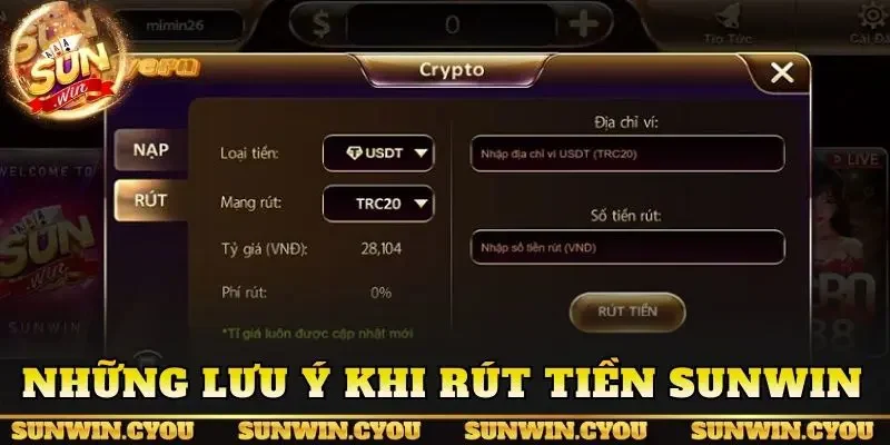 Những lưu ý khi rút tiền Sunwin